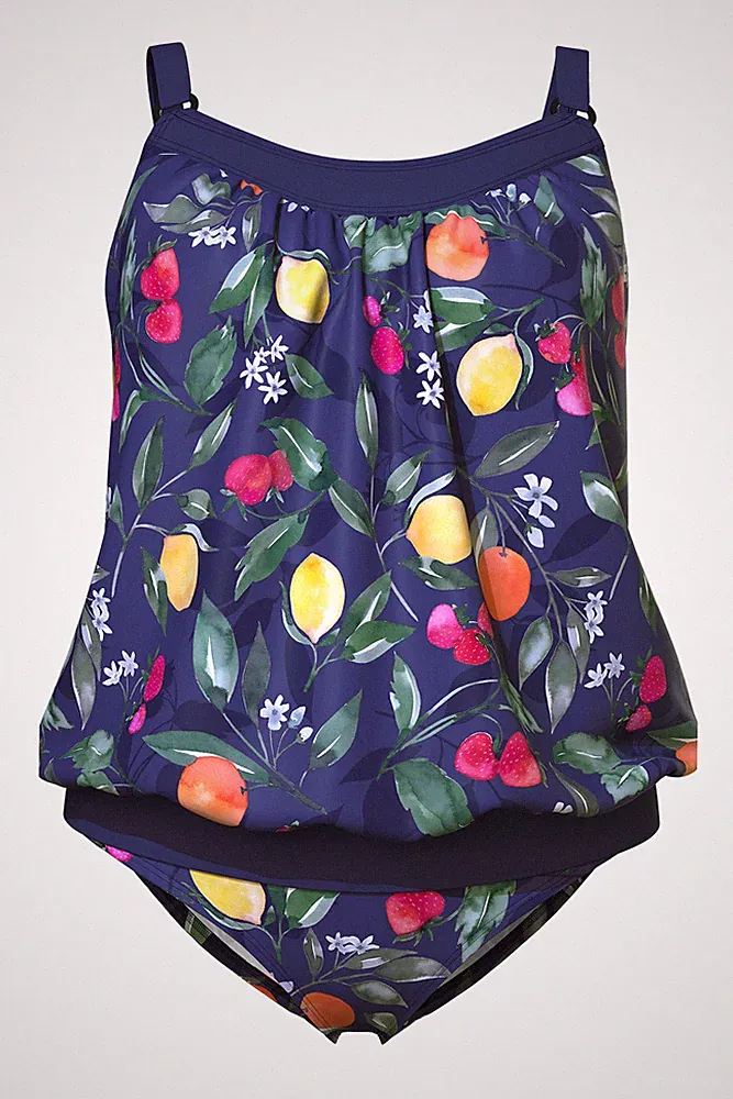 Ulla Popken Damen große Größen Tankini Früchte Softcups Träger verstellbar