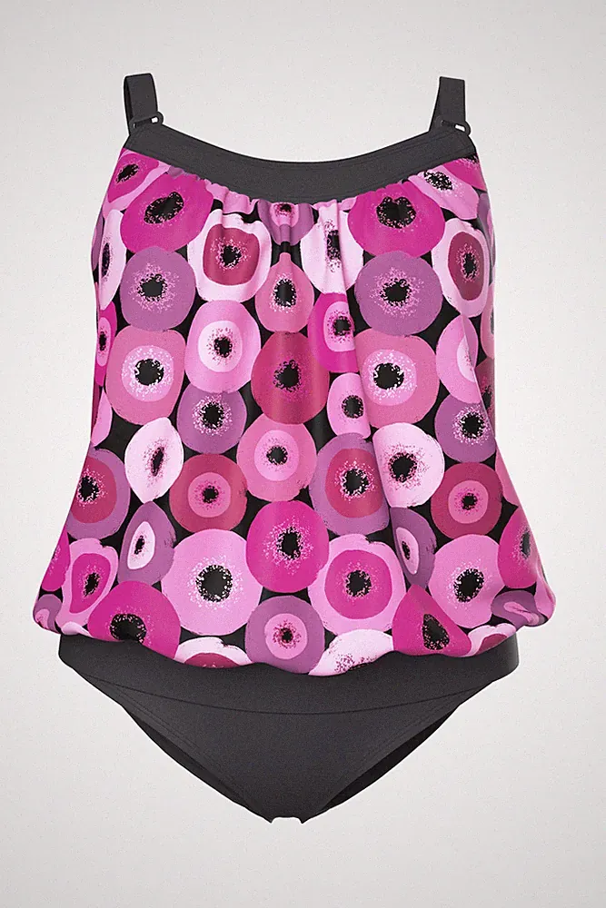 Ulla Popken Damen große Größen Tankini Kreise Softcups Träger verstellbar