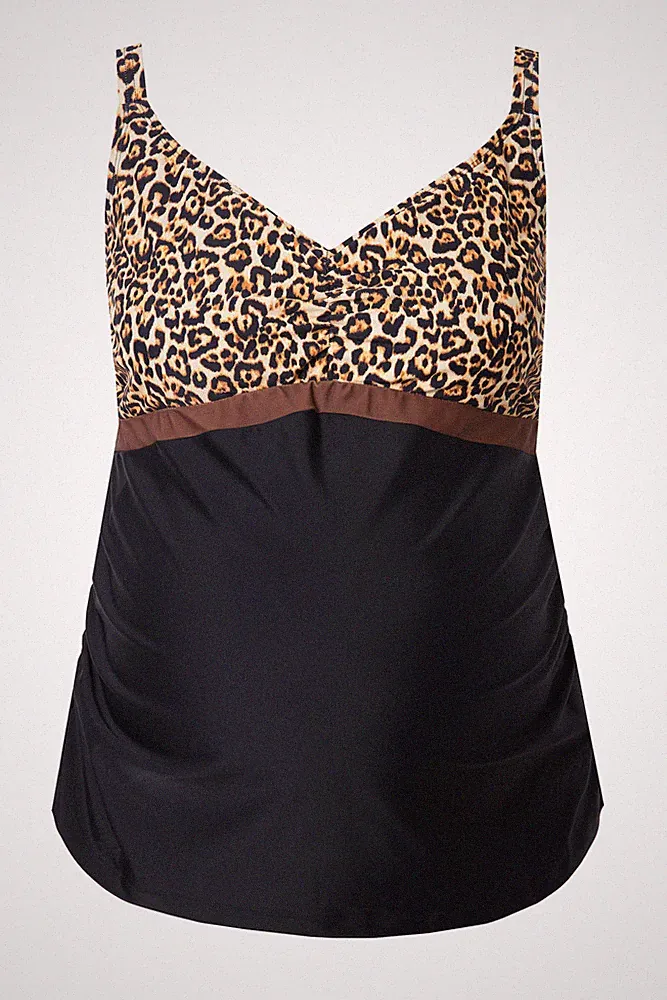 Ulla Popken Damen große Größen Tankini Oberteil ohne Softschalen Leo 839825
