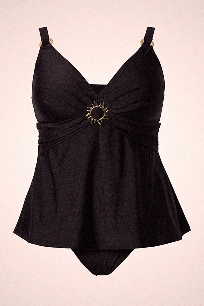 Ulla Popken Damen große Größen Tankini Sonnenbrosche Softcups
