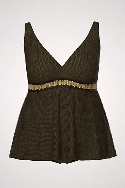 Ulla Popken Damen große Größen Tankini Zierband Softcups Träger verstellbar