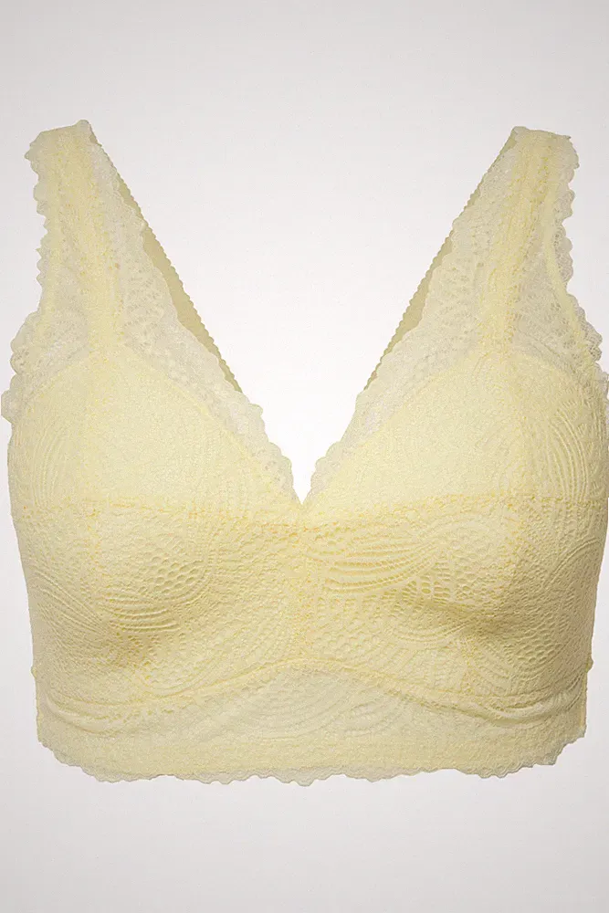 Ulla Popken große Größen BH 85B lichtgelb Bralette Softcups Spitze ohne Bügel