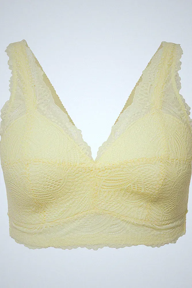 Ulla Popken große Größen BH 85B lichtgelb Bralette Softcups Spitze ohne Bügel
