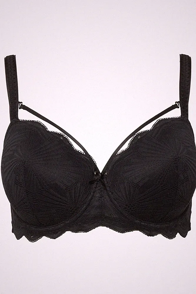 Ulla Popken große Größen BH 85B schwarz Bügel BH Softcups Spitze Zierbänder