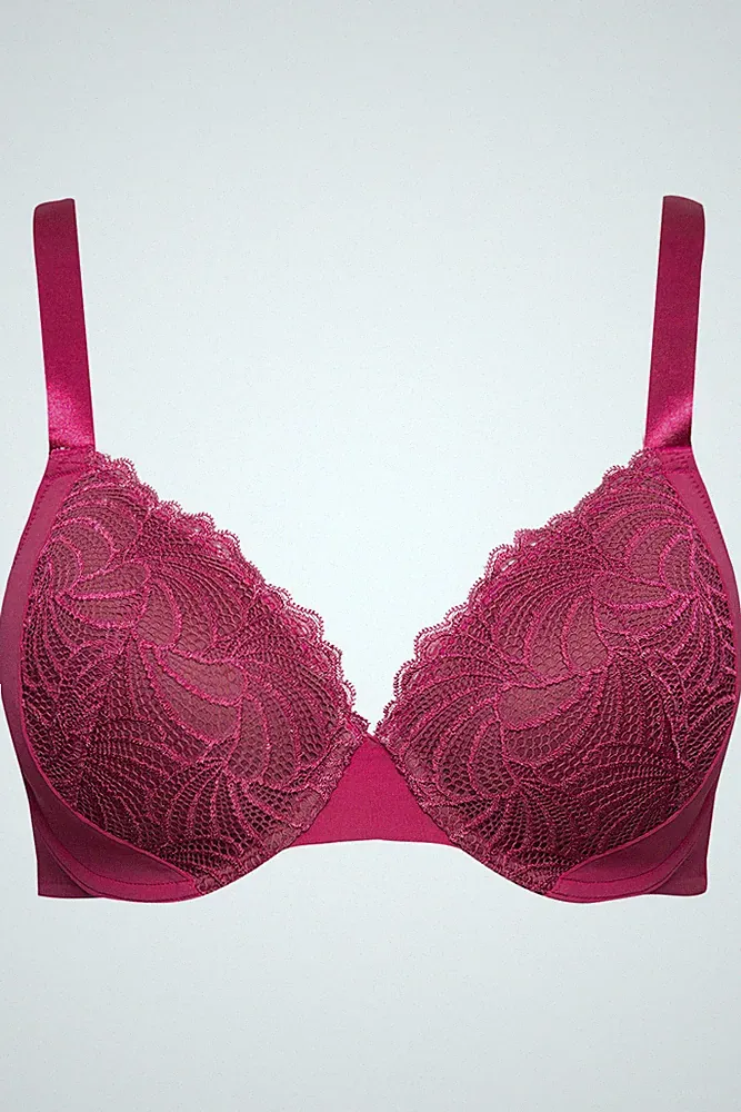 Ulla Popken große Größen BH 85D fuchsia Bügel BH Spitze Softschalen