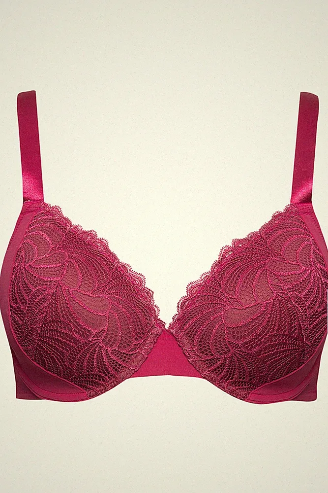 Ulla Popken große Größen BH 85D fuchsia Bügel BH Spitze Softschalen