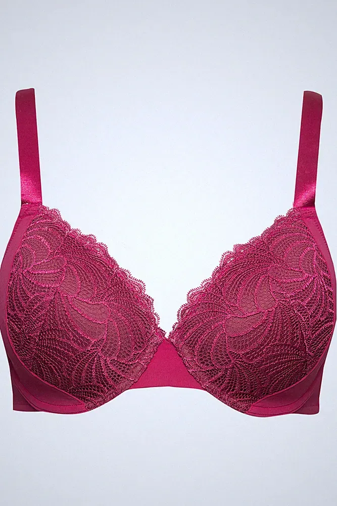 Ulla Popken große Größen BH 85D fuchsia Bügel BH Spitze Softschalen