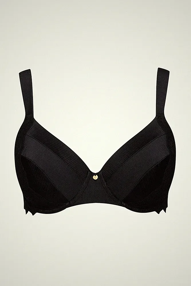 Ulla Popken große Größen BH 85E schwarz Bügel BH Softschalen Satin Spitze