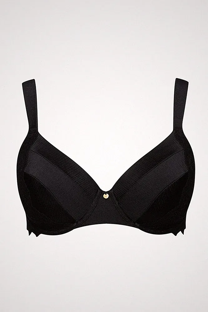Ulla Popken große Größen BH 85E schwarz Bügel BH Softschalen Satin Spitze