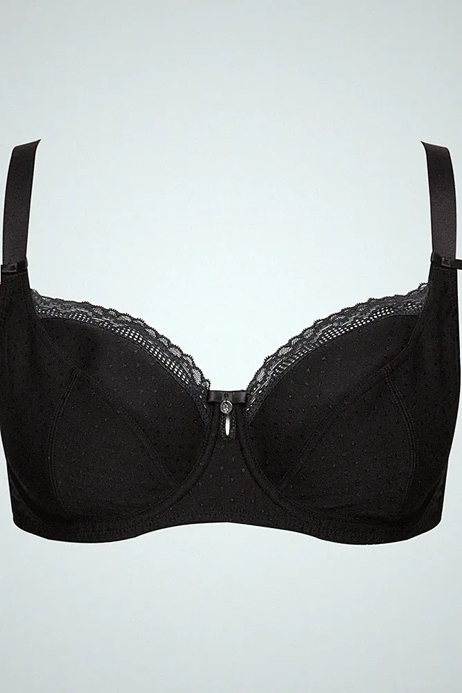 Ulla Popken große Größen BH 85G schwarz Bügel BH Jacquard Spitzenkante