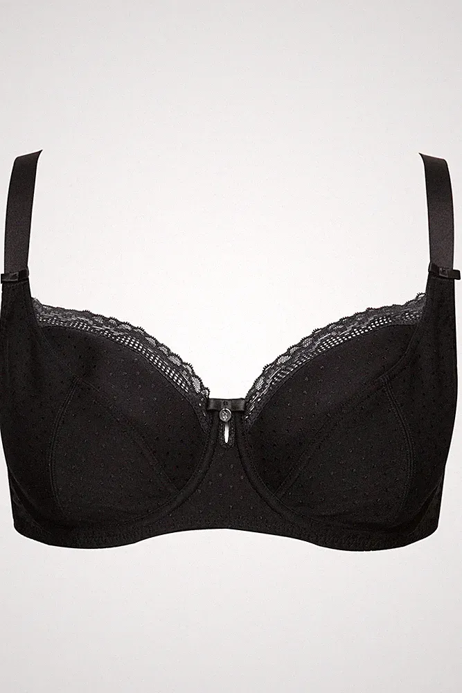 Ulla Popken große Größen BH 85G schwarz Bügel BH Jacquard Spitzenkante