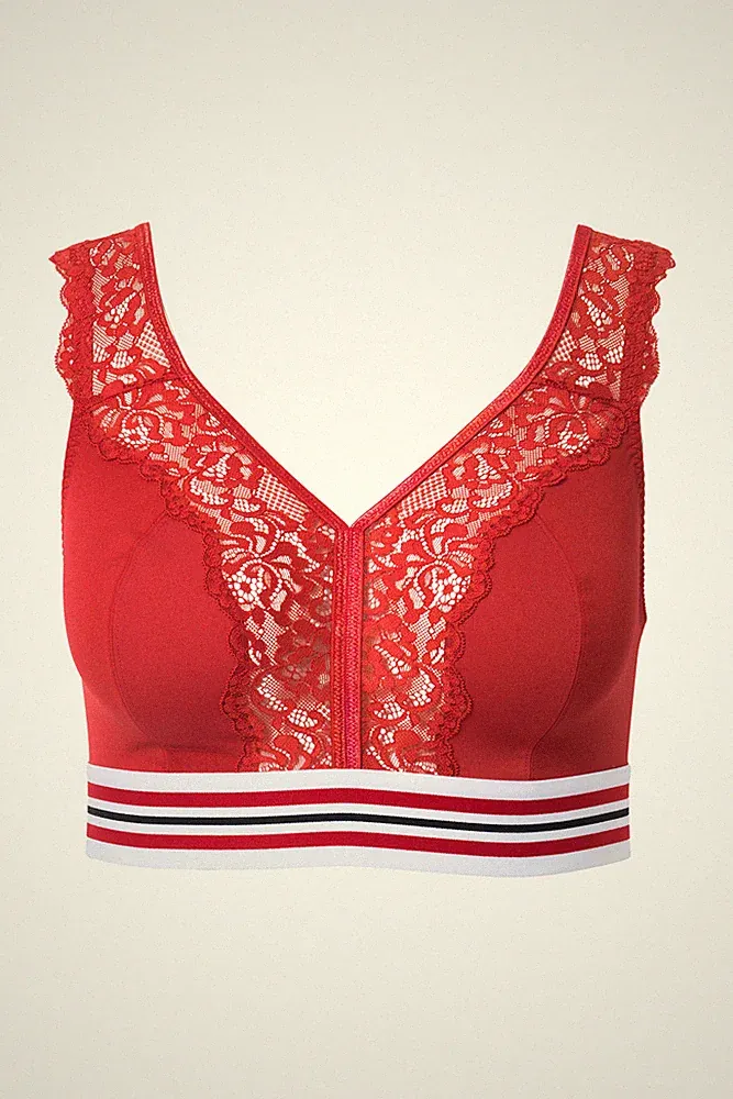 Ulla Popken große Größen BH ohne Bügel 100D salsa Minimizer Bralette Spitze