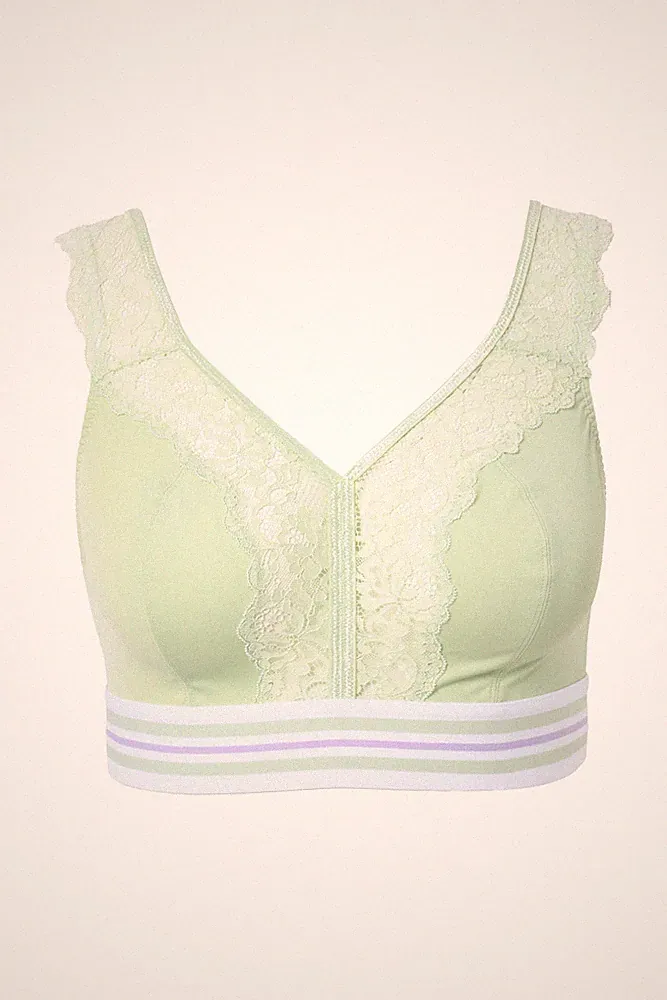 Ulla Popken große Größen BH ohne Bügel 100F hellgrün Minimizer Bralette Spitze