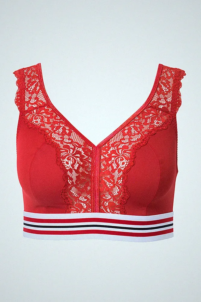 Ulla Popken große Größen BH ohne Bügel 100F salsa Minimizer Bralette Spitze