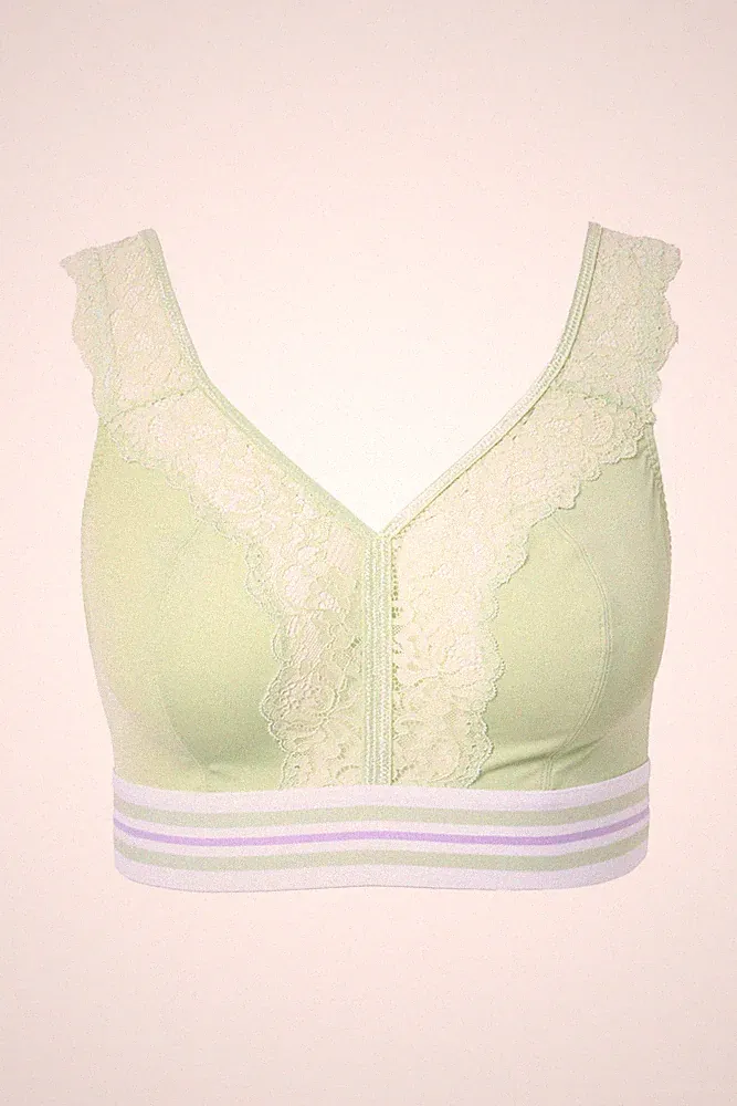 Ulla Popken große Größen BH ohne Bügel 105D hellgrün Minimizer Bralette Spitze