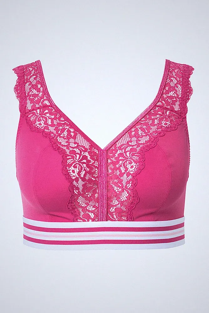 Ulla Popken große Größen BH ohne Bügel 105D pink Minimizer Bralette Spitze