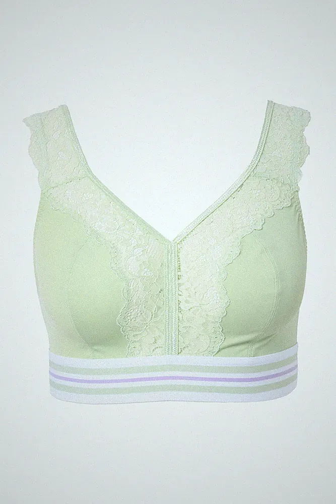Ulla Popken große Größen BH ohne Bügel 105F hellgrün Minimizer Bralette Spitze