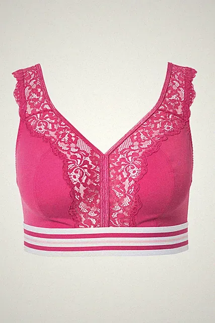 Ulla Popken große Größen BH ohne Bügel 105F pink Minimizer Bralette Spitze