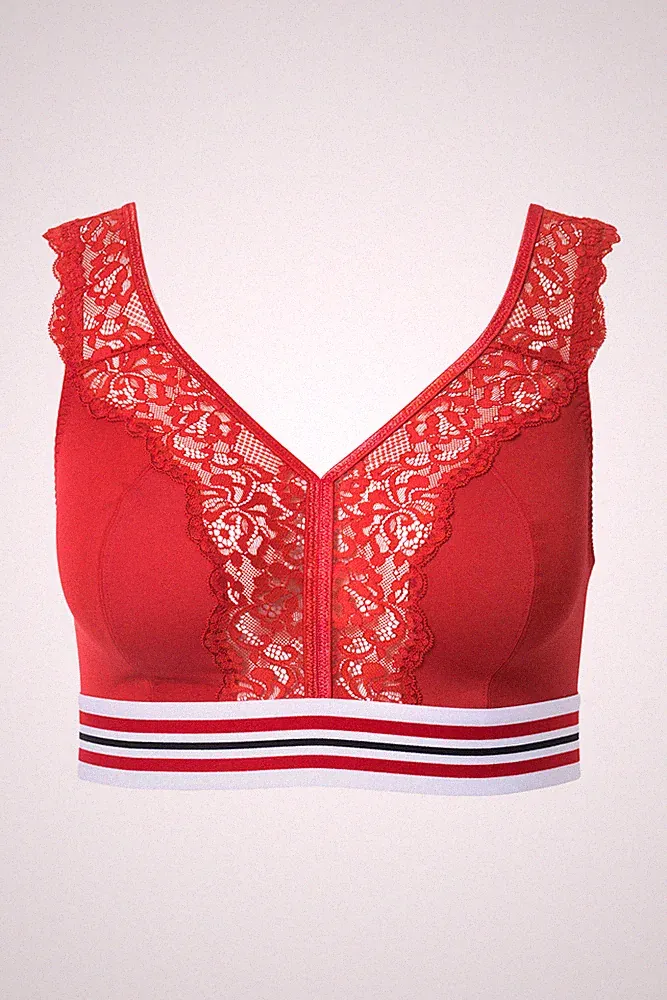 Ulla Popken große Größen BH ohne Bügel 110D salsa Minimizer Bralette Spitze
