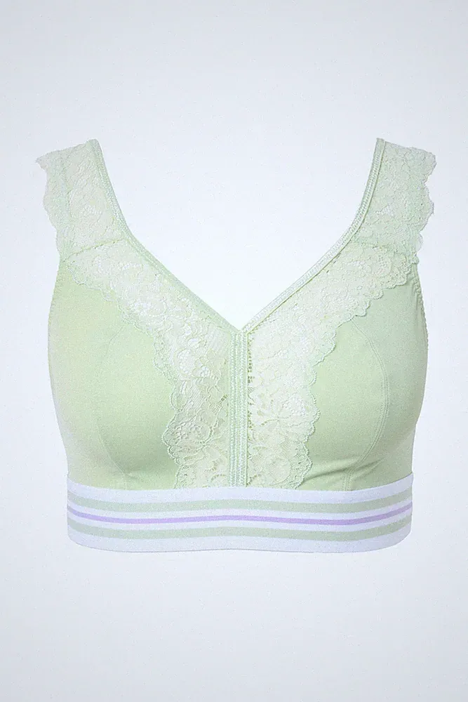 Ulla Popken große Größen BH ohne Bügel 110F hellgrün Minimizer Bralette Spitze