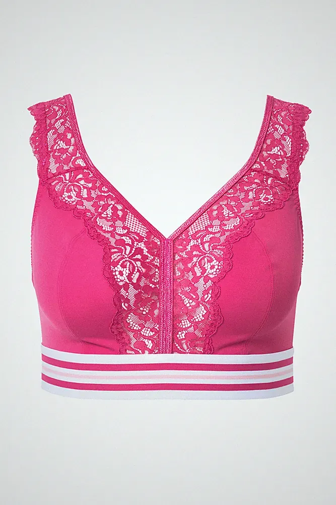Ulla Popken große Größen BH ohne Bügel 110F pink Minimizer Bralette Spitze