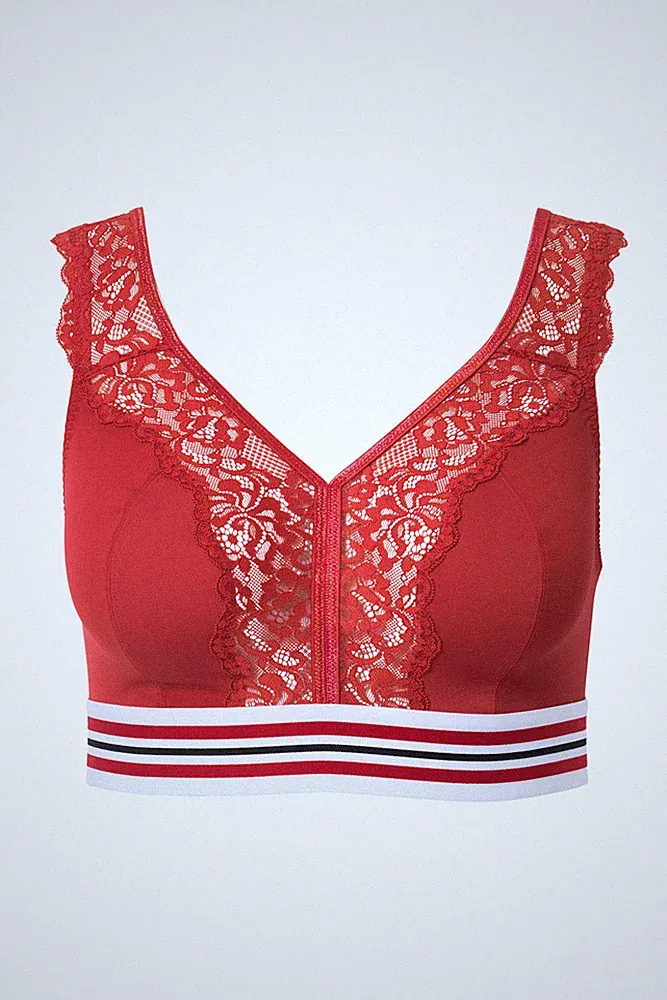 Ulla Popken große Größen BH ohne Bügel 110F salsa Minimizer Bralette Spitze