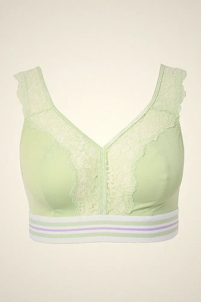 Ulla Popken große Größen BH ohne Bügel 115D hellgrün Minimizer Bralette Spitze