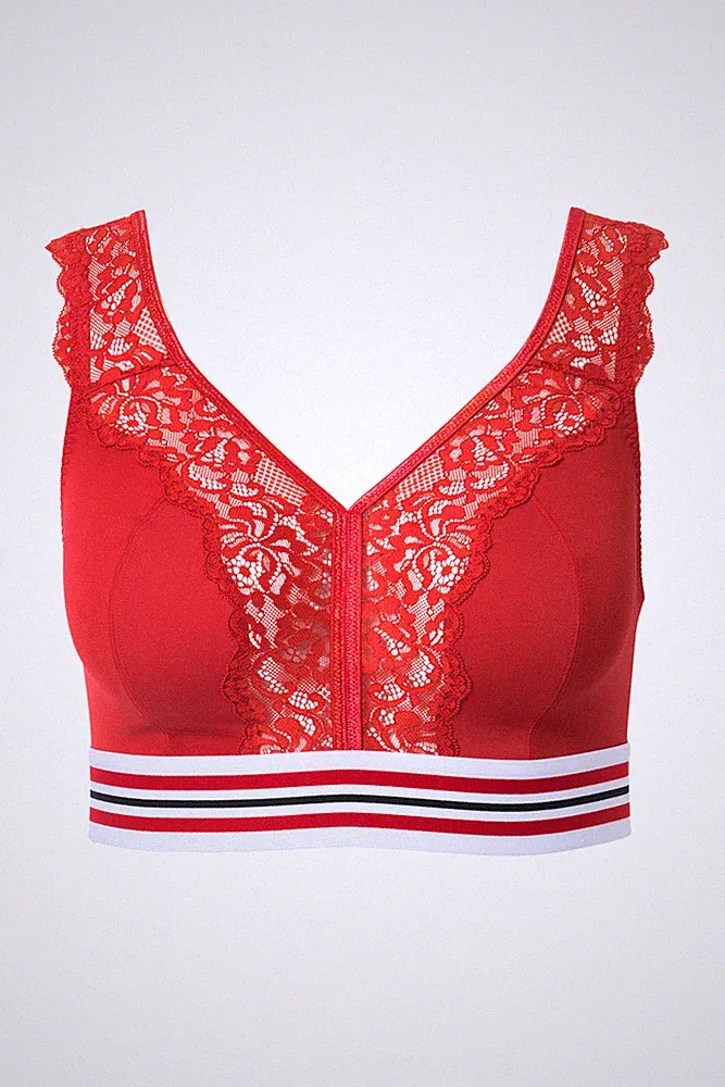 Ulla Popken große Größen BH ohne Bügel 115D salsa Minimizer Bralette Spitze
