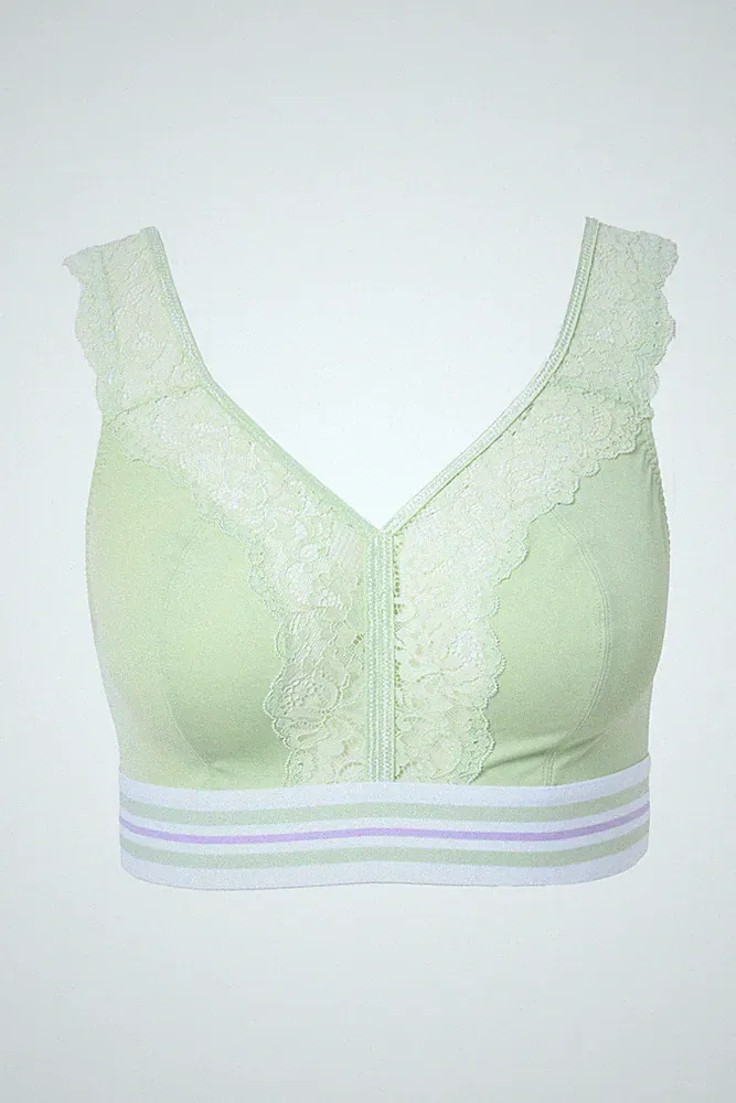 Ulla Popken große Größen BH ohne Bügel 115F hellgrün Minimizer Bralette Spitze