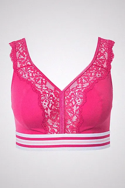 Ulla Popken große Größen BH ohne Bügel 115F pink Minimizer Bralette Spitze