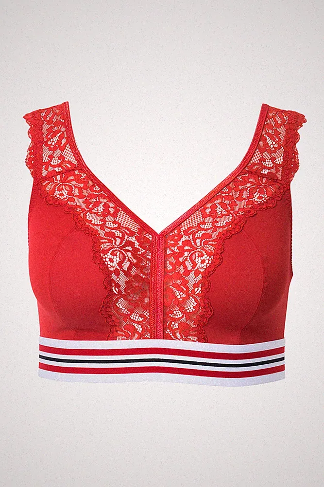 Ulla Popken große Größen BH ohne Bügel 115F salsa Minimizer Bralette Spitze