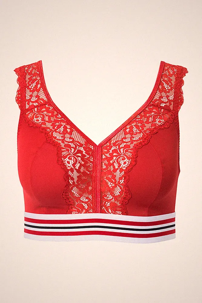 Ulla Popken große Größen BH ohne Bügel 120D salsa Minimizer Bralette Spitze