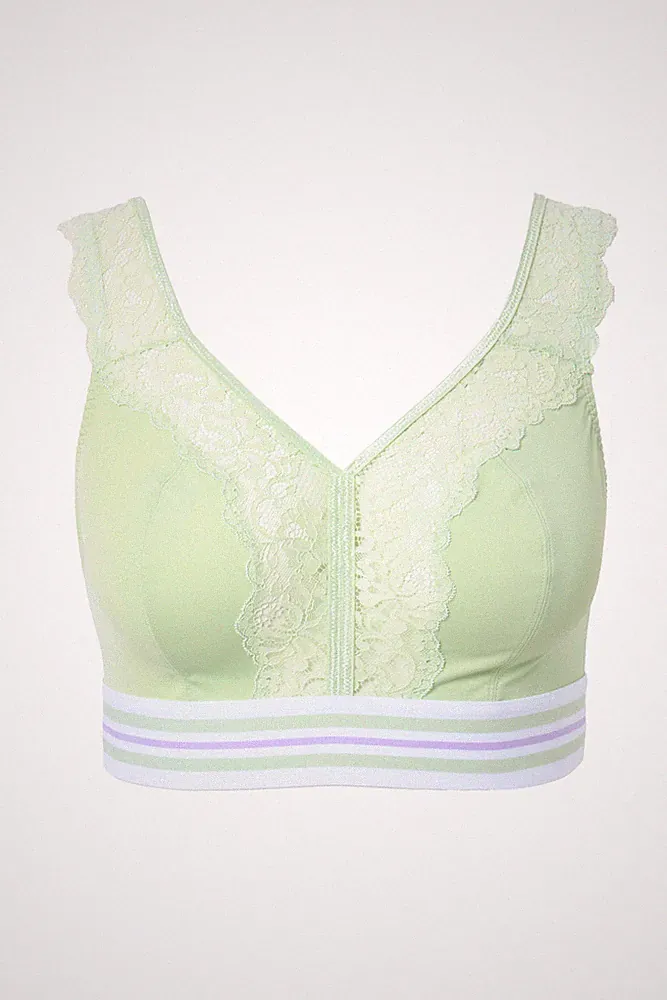 Ulla Popken große Größen BH ohne Bügel 120F hellgrün Minimizer Bralette Spitze