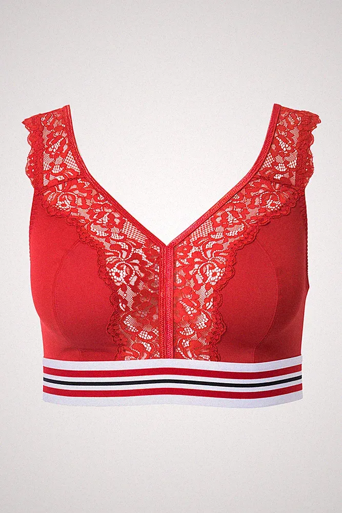 Ulla Popken große Größen BH ohne Bügel 120F salsa Minimizer Bralette Spitze