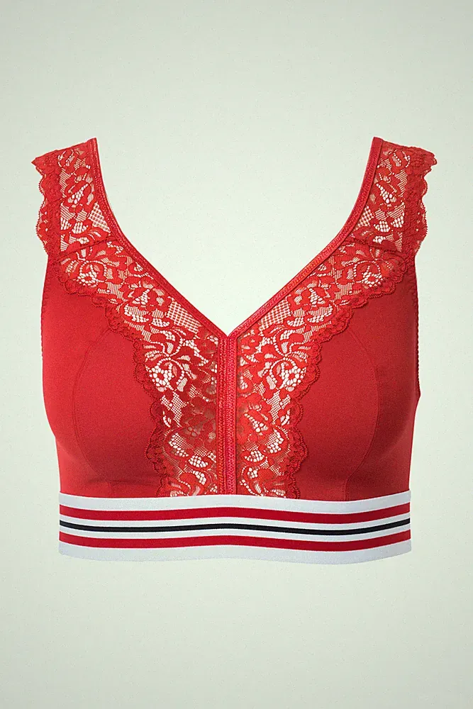 Ulla Popken große Größen BH ohne Bügel 85D salsa Minimizer Bralette Spitze