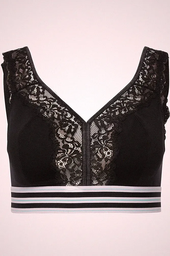 Ulla Popken große Größen BH ohne Bügel 85D schwarz Minimizer Bralette Spitze