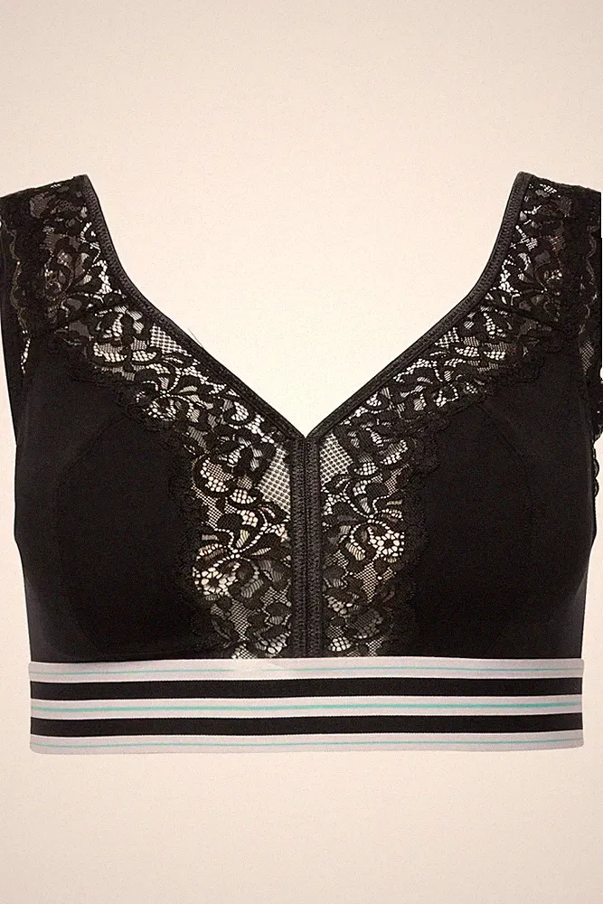 Ulla Popken große Größen BH ohne Bügel 85D schwarz Minimizer Bralette Spitze