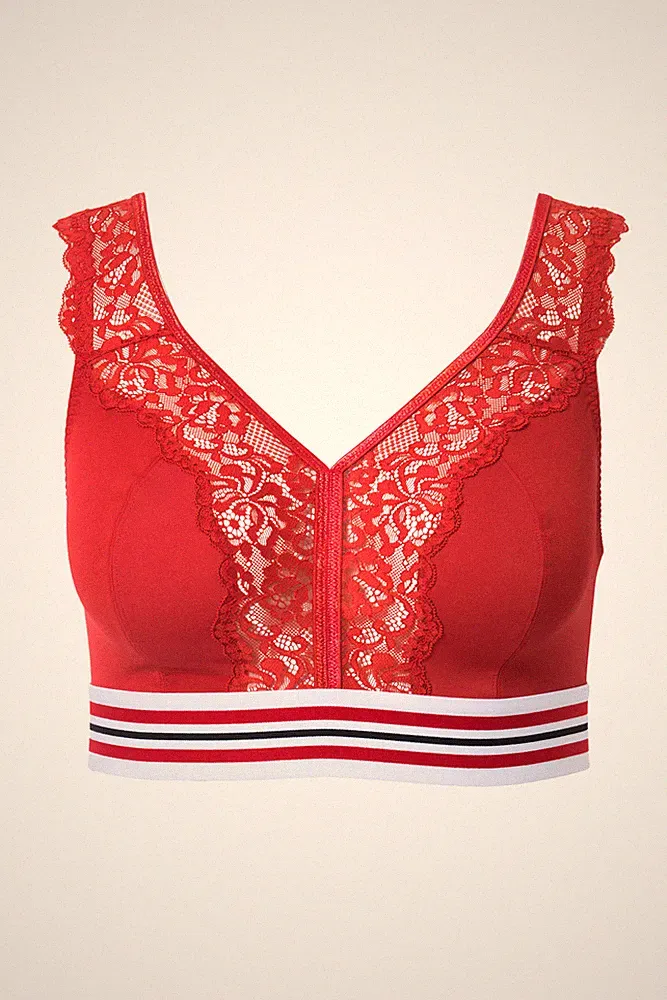 Ulla Popken große Größen BH ohne Bügel 85F salsa Minimizer Bralette Spitze