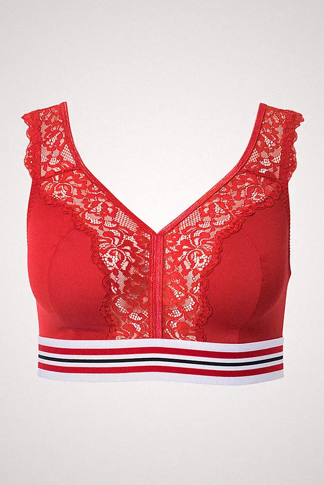 Ulla Popken große Größen BH ohne Bügel 90F salsa Minimizer Bralette Spitze