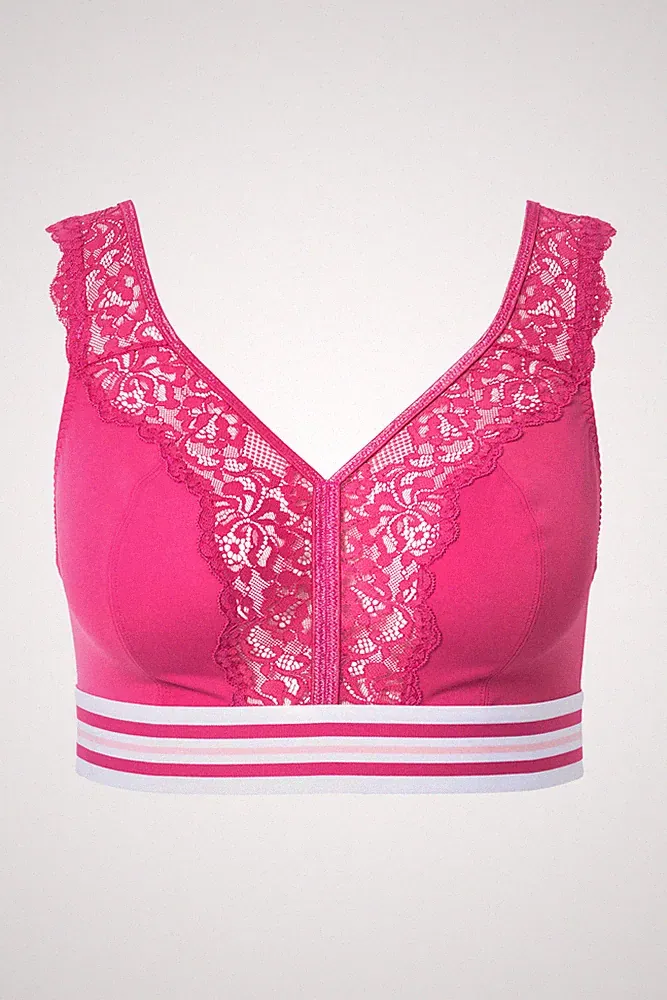 Ulla Popken große Größen BH ohne Bügel 95D pink Minimizer Bralette Spitze
