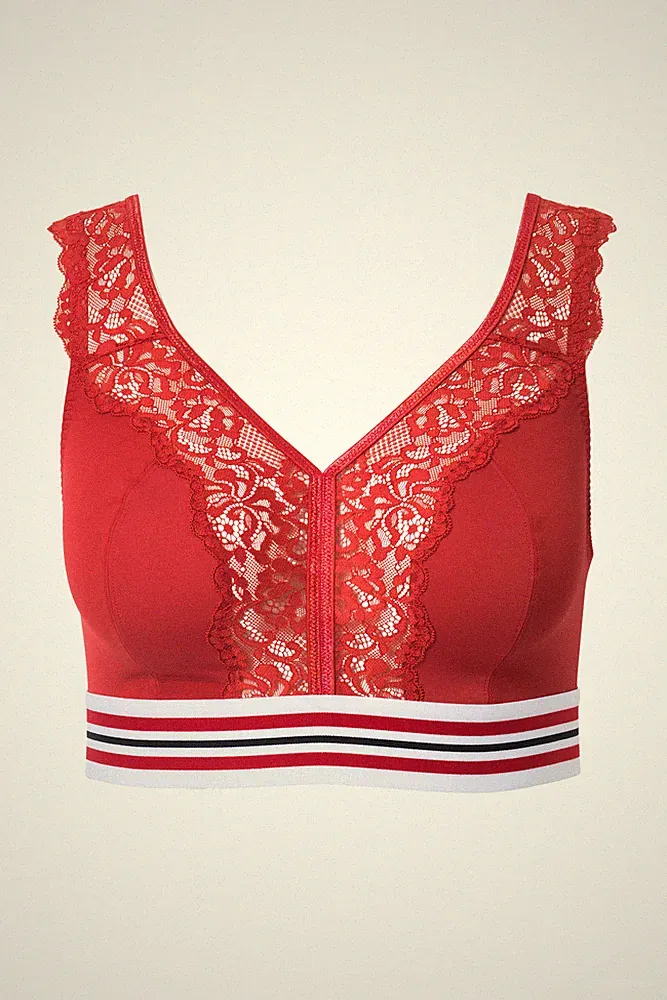 Ulla Popken große Größen BH ohne Bügel 95D salsa Minimizer Bralette Spitze