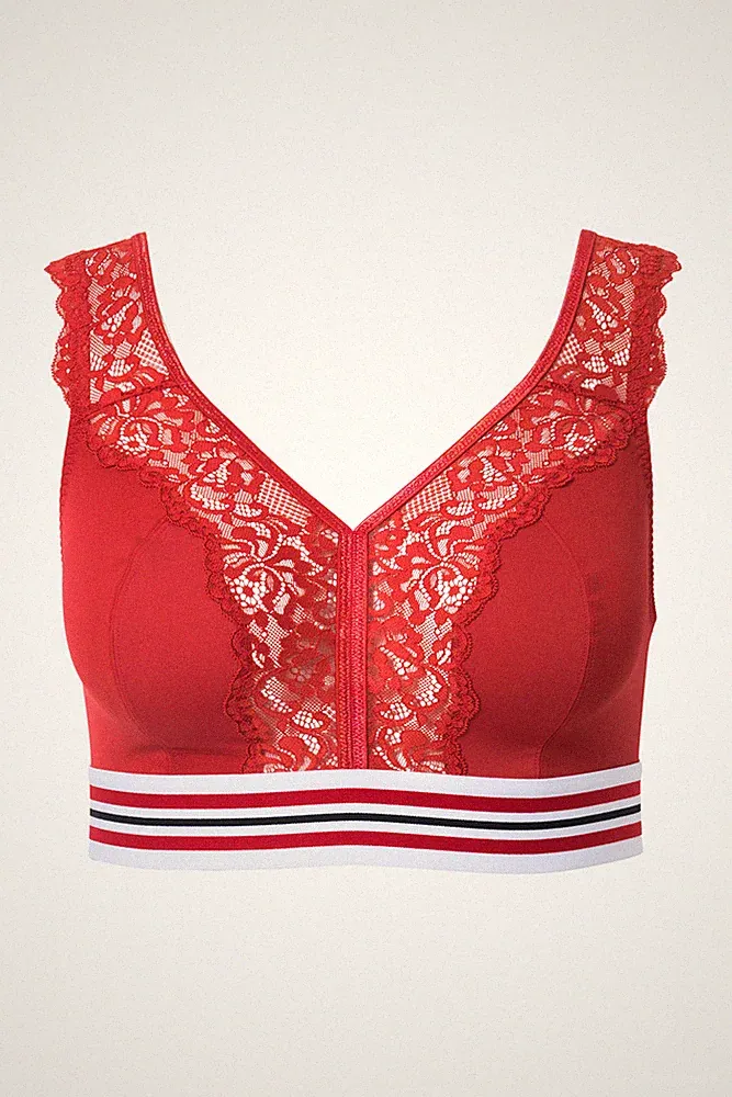 Ulla Popken große Größen BH ohne Bügel 95F salsa Minimizer Bralette Spitze