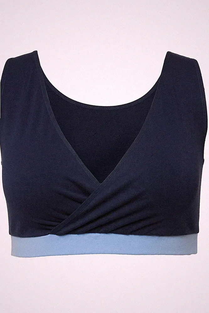 Ulla Popken große Größen Bügel BH 42+ nachtblau Still Bustier Colorblocking