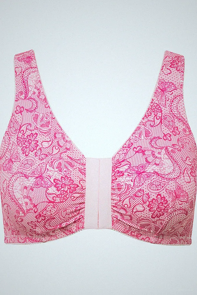 Ulla Popken große Größen Bustier 85D fuchsia Bustier Spitzendruck Mikrofaser