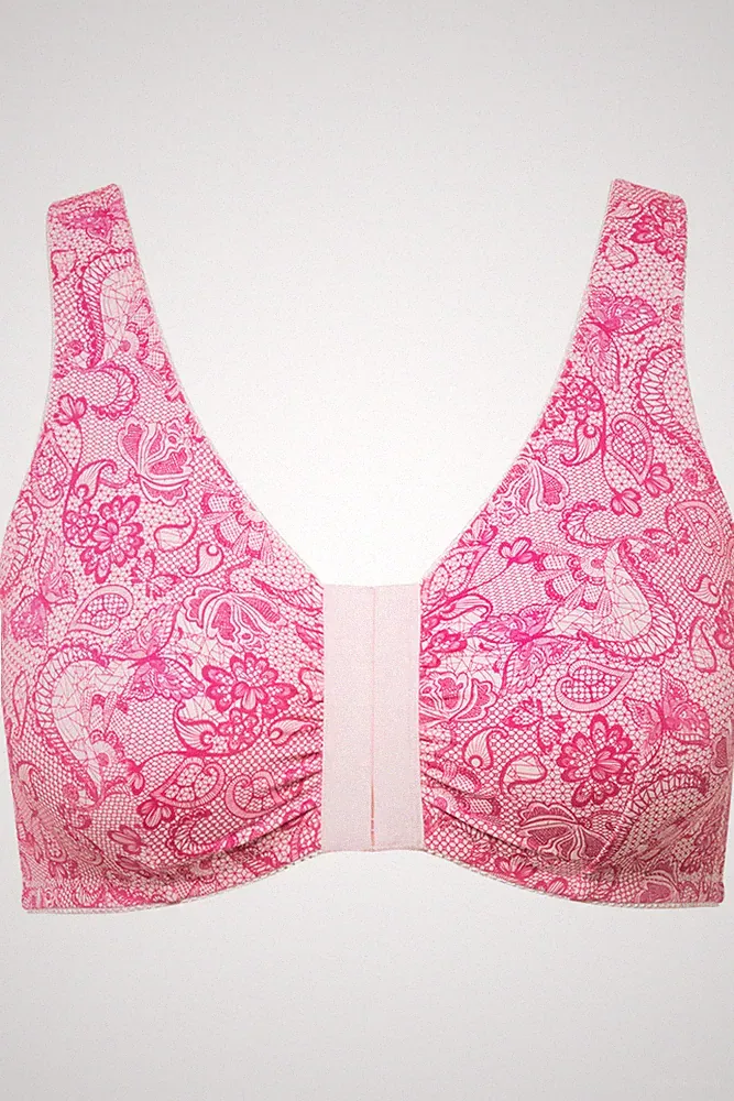 Ulla Popken große Größen Bustier 85D fuchsia Bustier Spitzendruck Mikrofaser