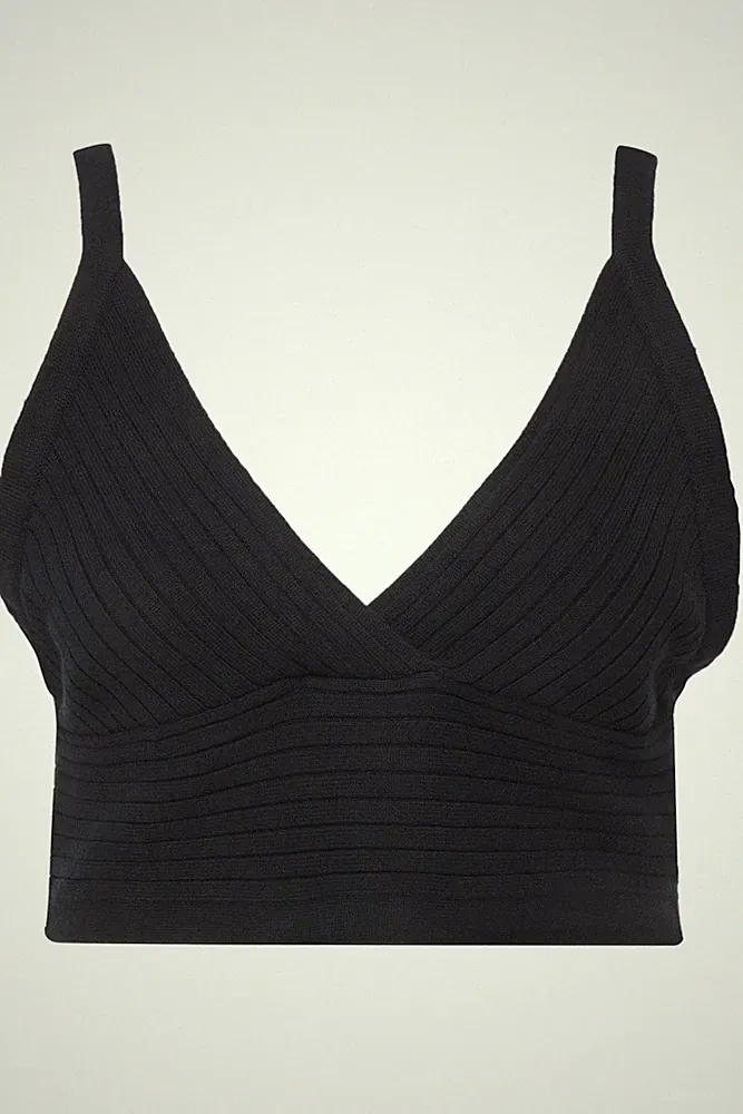 Ulla Popken große Größen Pullover 42+ marine BH Top Rippstrick V Ausschnitt