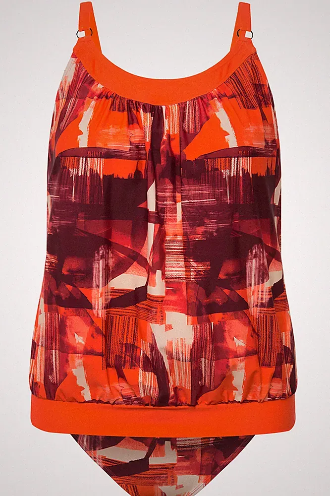 Ulla Popken große Größen Soft BH 42 knallorange Tankini längeres Oberteil