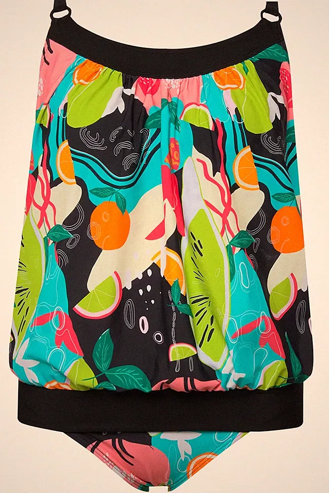 Ulla Popken große Größen Soft BH 42 schwarz Tankini Früchte Softcups