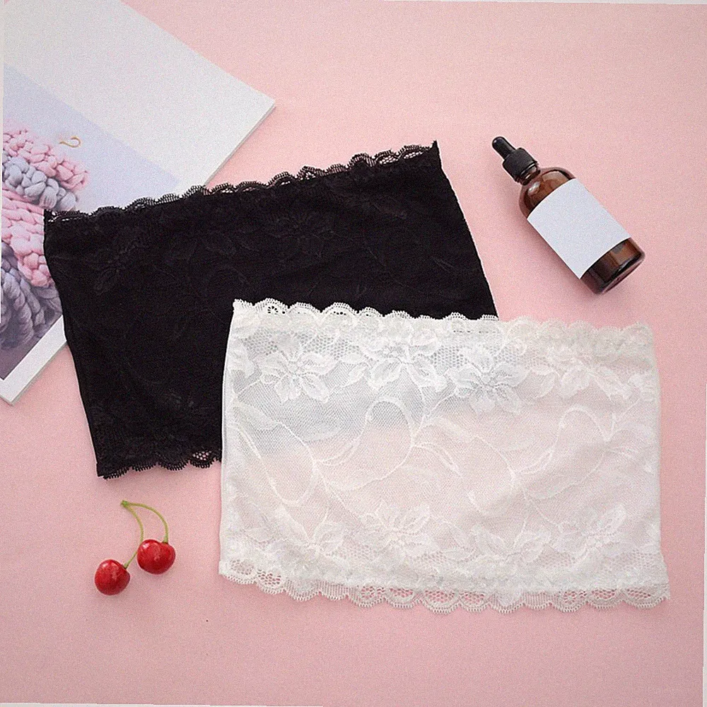 Ultradünner trägerloser Damen Schlauch BH mit Spitze transparente Details sexy