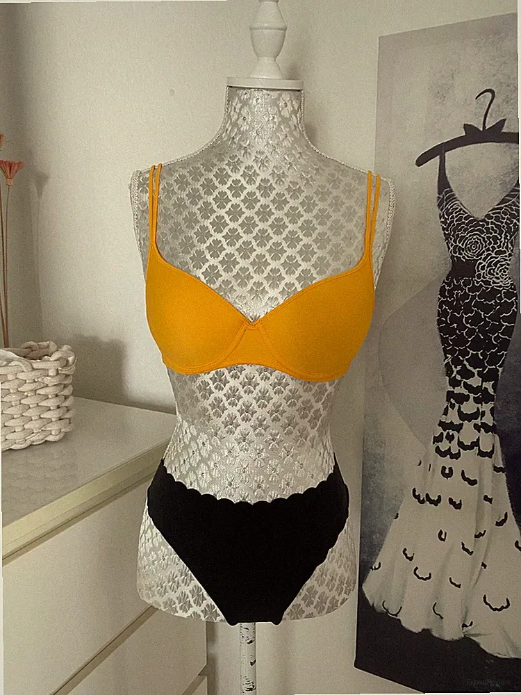 UNNO Damen Mädchen Push Up Bügel BH Gelb Ocer Gr. 75A
